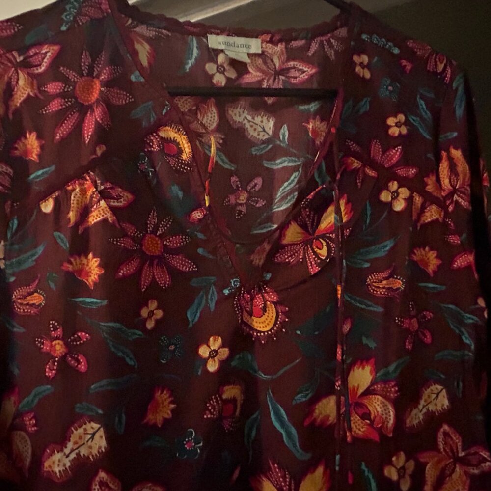 Sundance Eternal Summer Tiered Floral Cotton Dress Purple Pink Size Medium - Picture 2 of 2